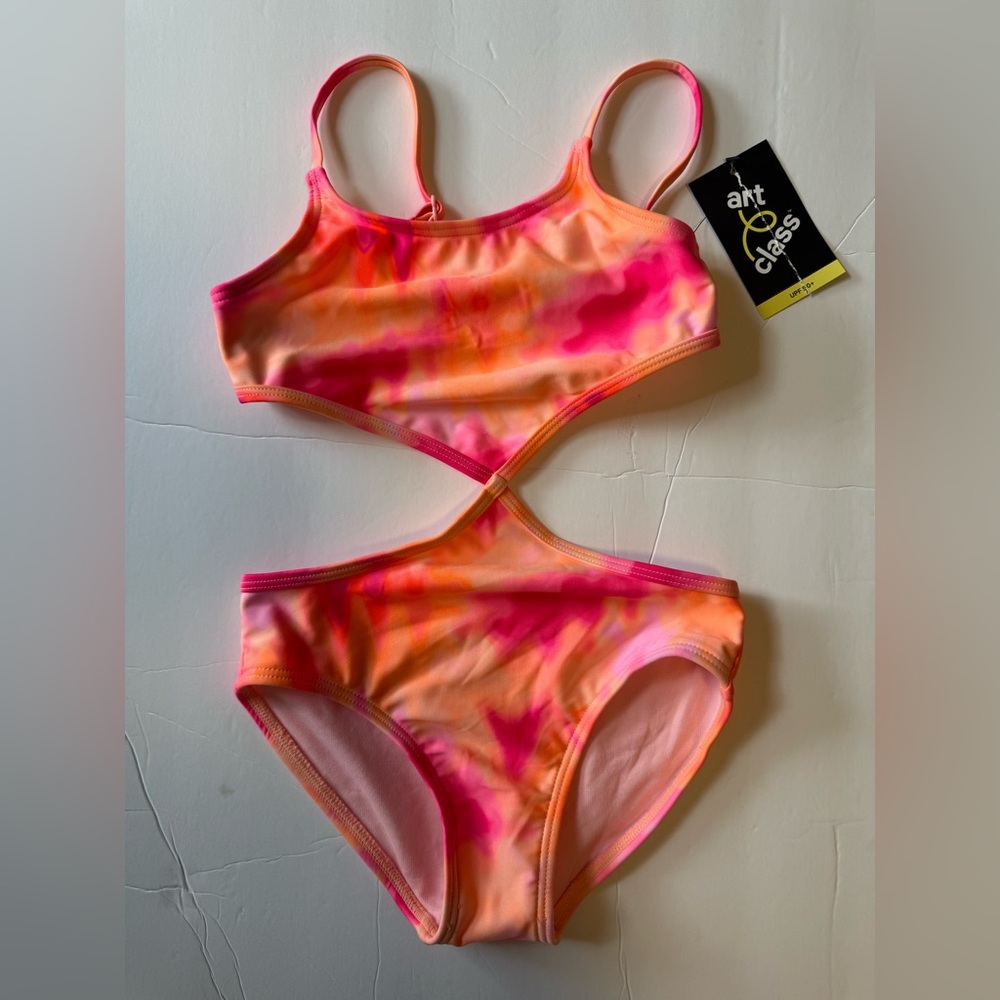 art class Girls' Pink & Orange Tie-Dye Cutout Bikini (6/7)
